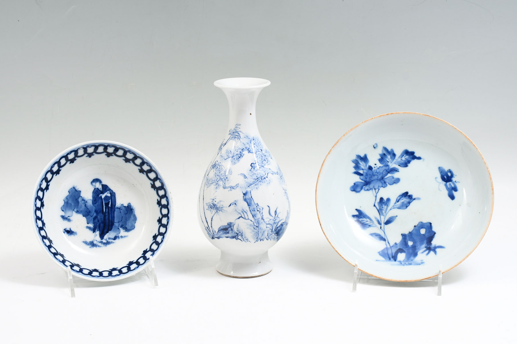 3 PC. CHINESE BLUE & WHITE PORCELAIN: