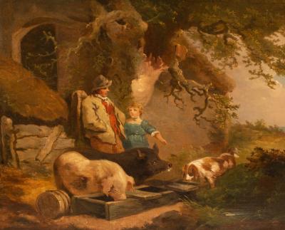 After George Morland Man and Child with 36c28c