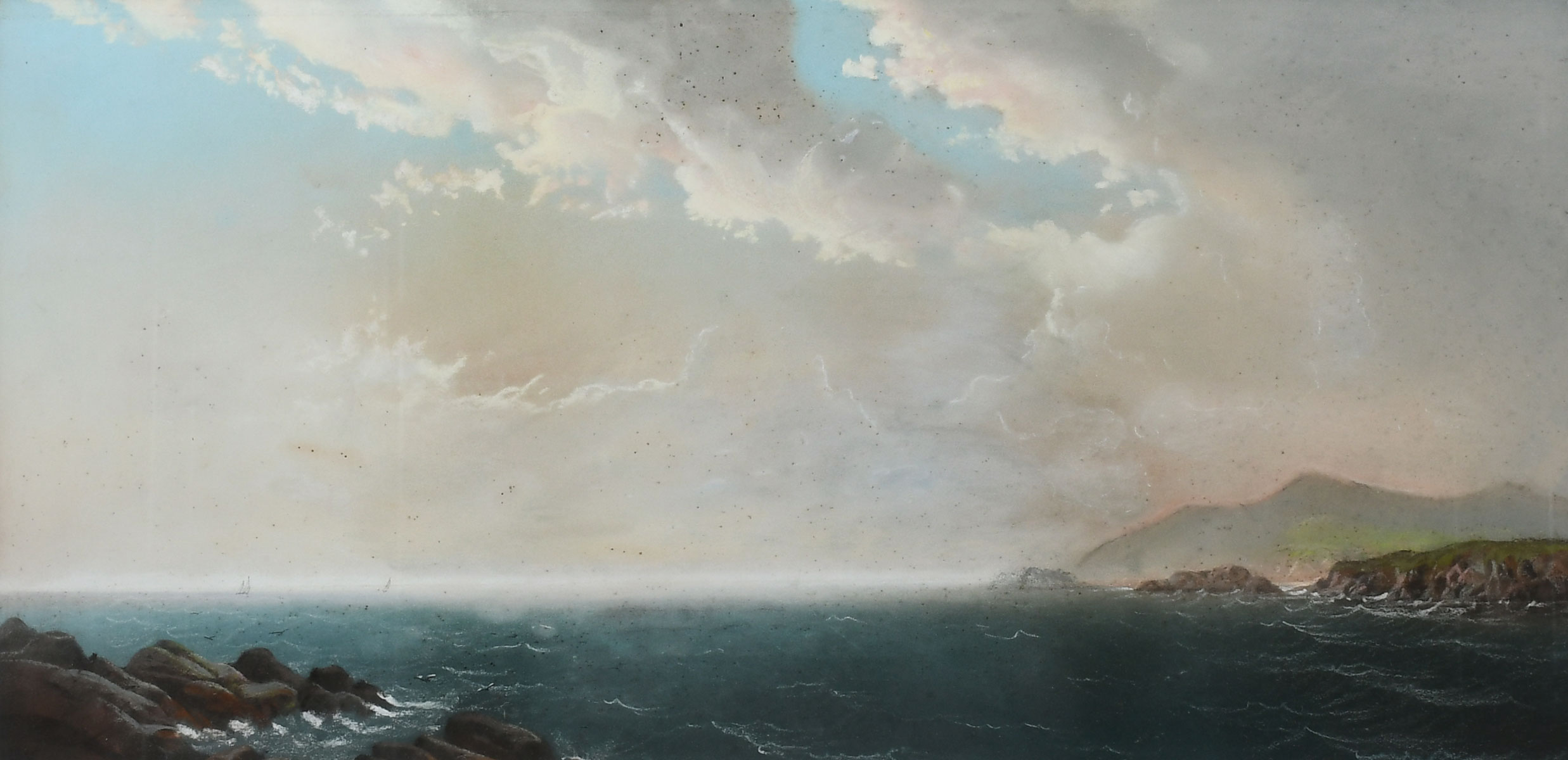 FINE PANORAMIC PASTEL COASTAL SCENE  36c343