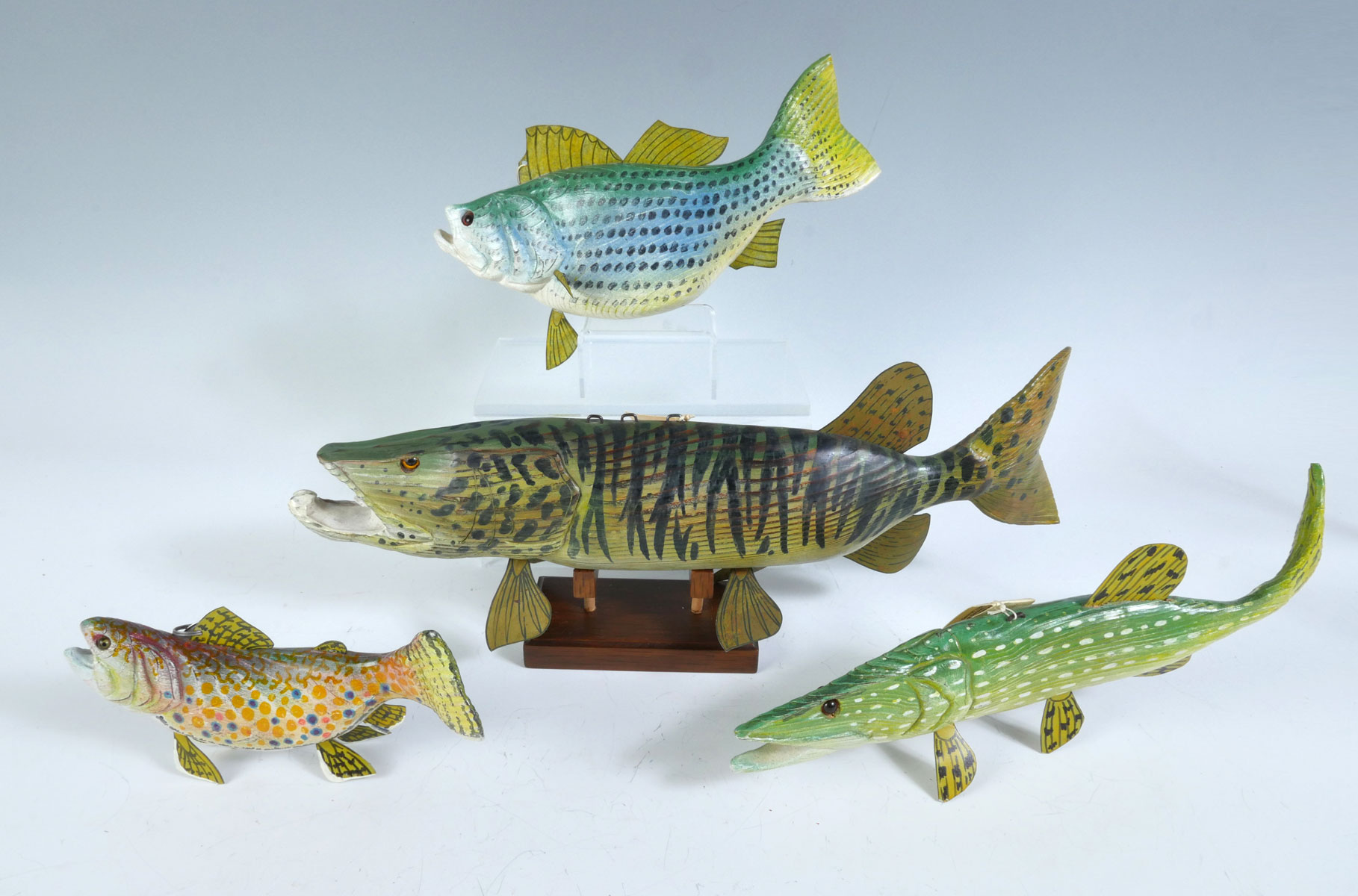 FOUR EXCEPTIONAL KOBER FISH DECOYS: