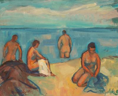 Karl Mydske Berger born 1928 Bathers signed 36c3df