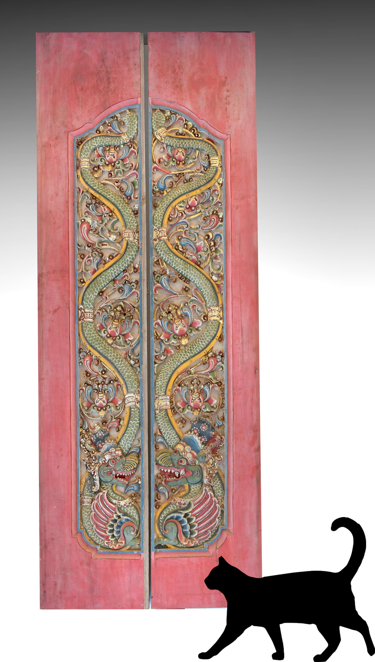 PAIR OF UNFRAMED ASIAN CARVED DOORS: