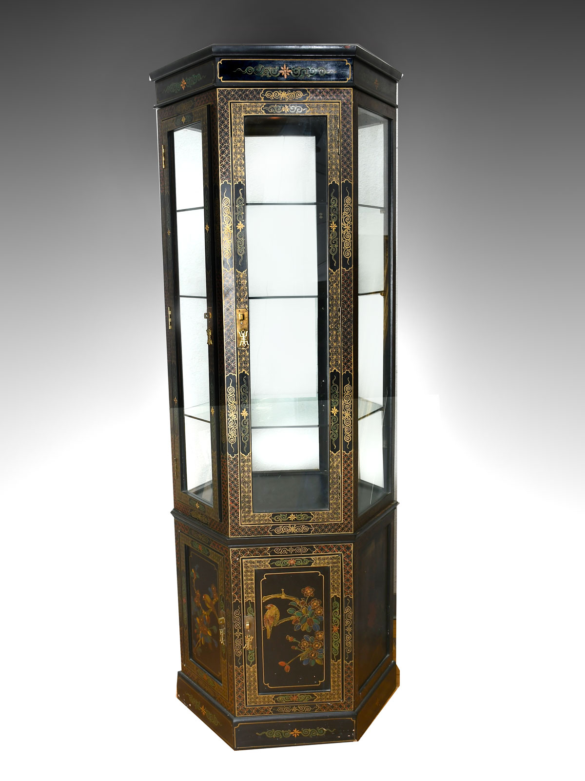 CHINESE LACQUERED HEXAGONAL CURIO 36c468