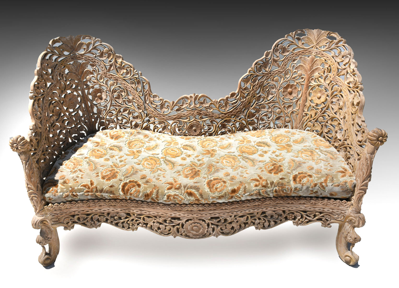 BURMESE CARVED SOFA Overall carved 36c478