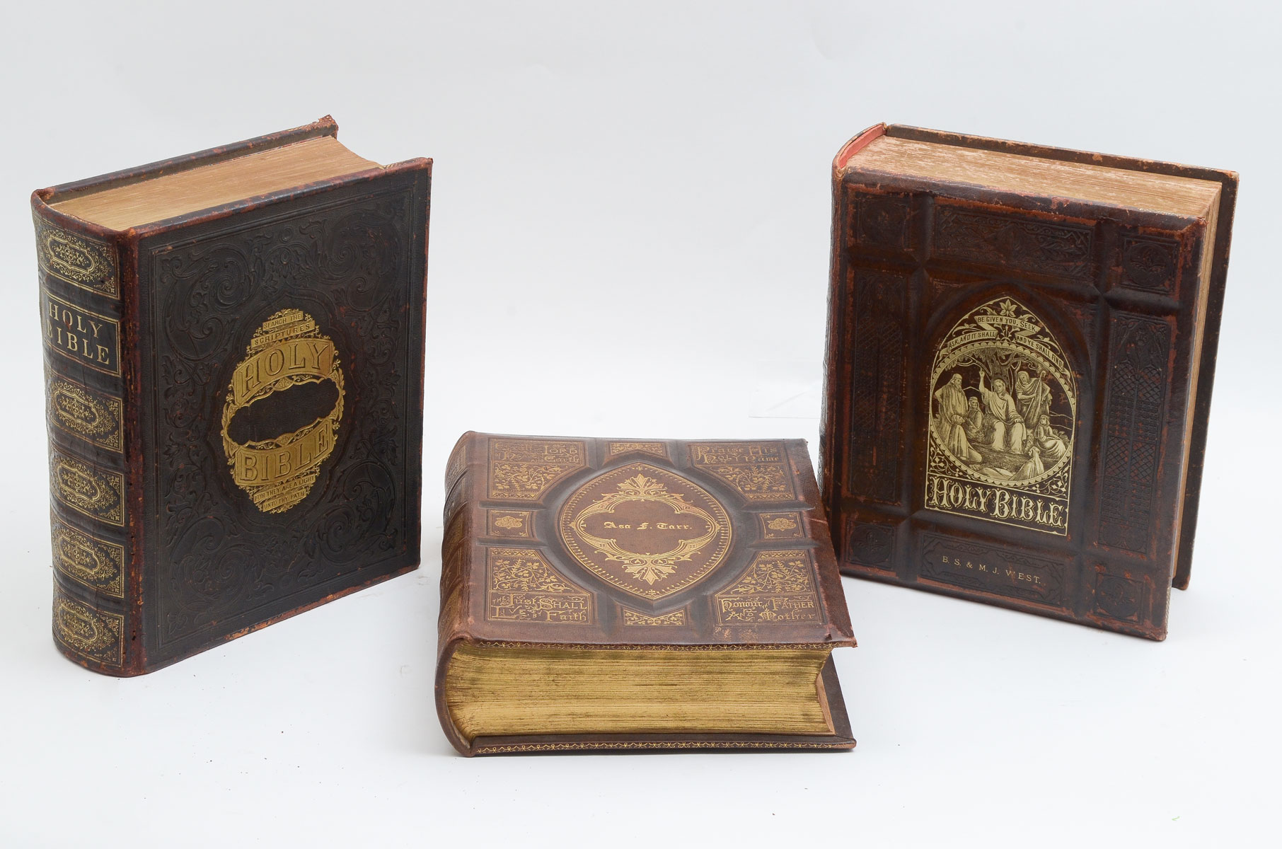 3 PC. HOLY BIBLES: All with embossed