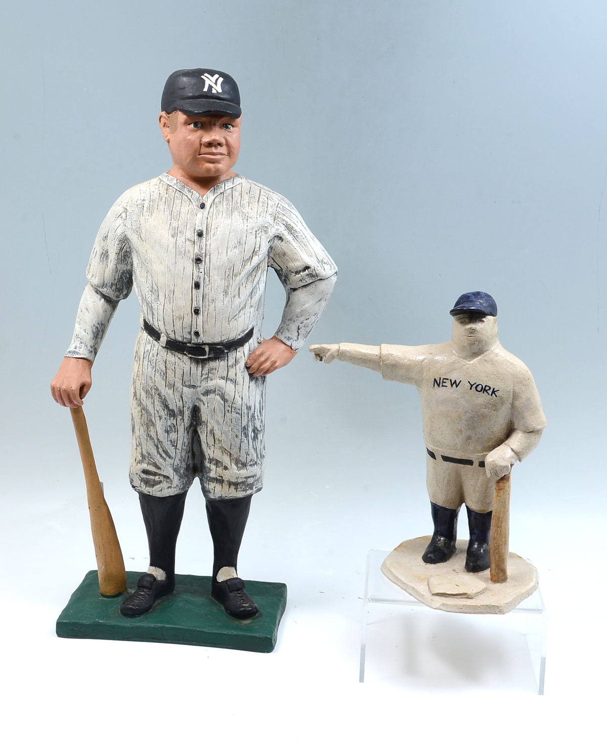 TWO BABE RUTH SCULPTURES: 1) Unsigned