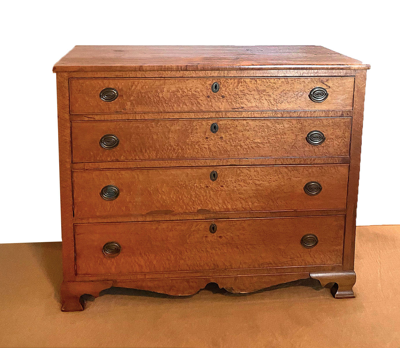 4 DRAWER BIRDS EYE MAPLE CHEST: