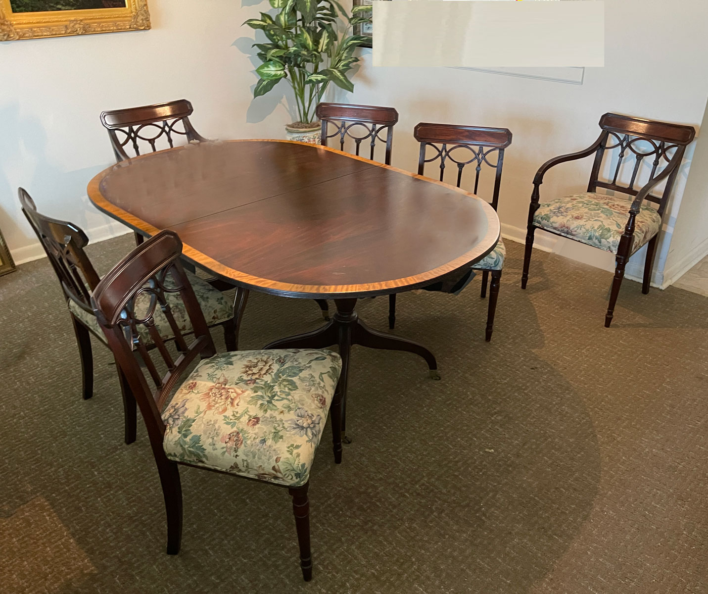 7 PC. DINING TABLE & CHAIRS: Banded
