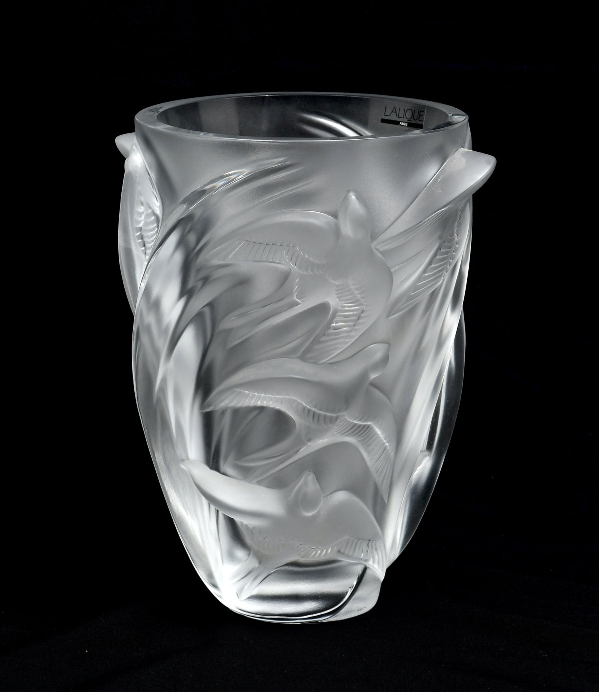 LARGE LALIQUE CRYSTAL SWALLOWS
