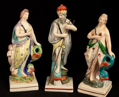 Three Staffordshire pearlware figures,