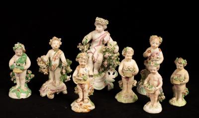 Eight small porcelain models of