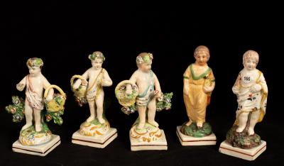 Five small pearlware figures of