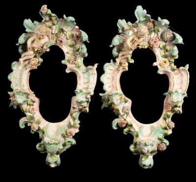 A pair of Samson porcelain flower-encrusted