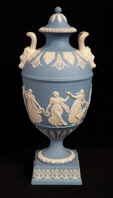 A Wedgwood pale blue jasper two-handled