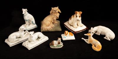 Nine porcelain models of dogs  36c581