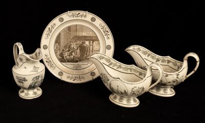Four items of Creil creamware, printed