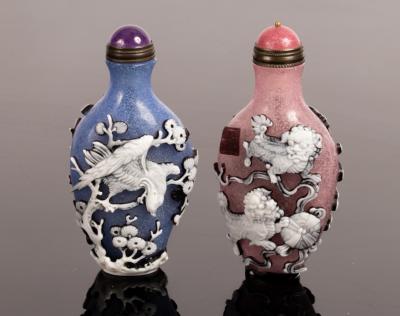 Two Peking glass cameo snuff bottles,