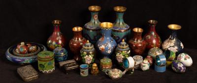 A large quantity of cloisonné