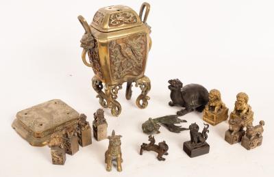 Various Oriental metal wares, including