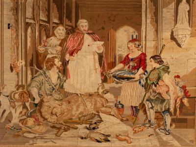 A Flemish style tapestry panel depicting