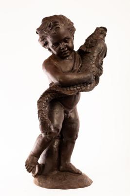 A cast iron fountain figure of