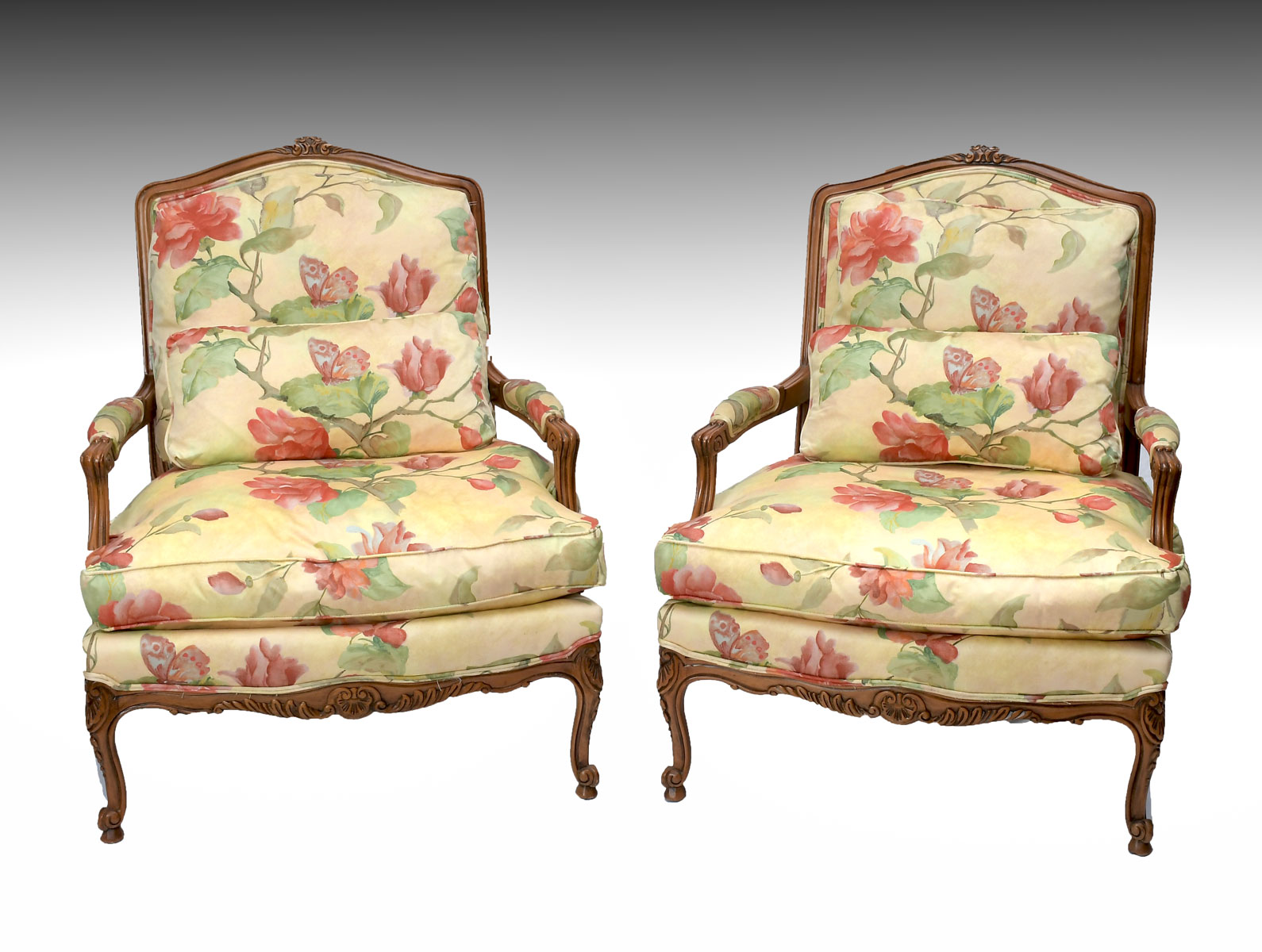 2 PC PARLOR CHAIRS Having a carved 36c6a4