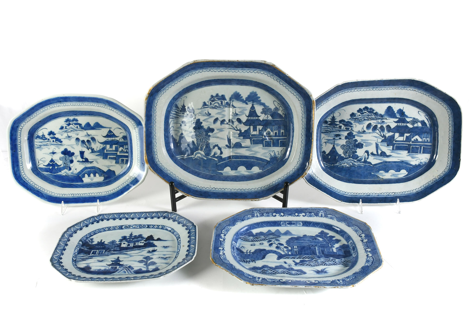 5 PC. CHINESE CANTON BLUE WILLOW