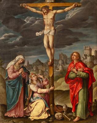 Flemish School/The Crucifixion/oil on