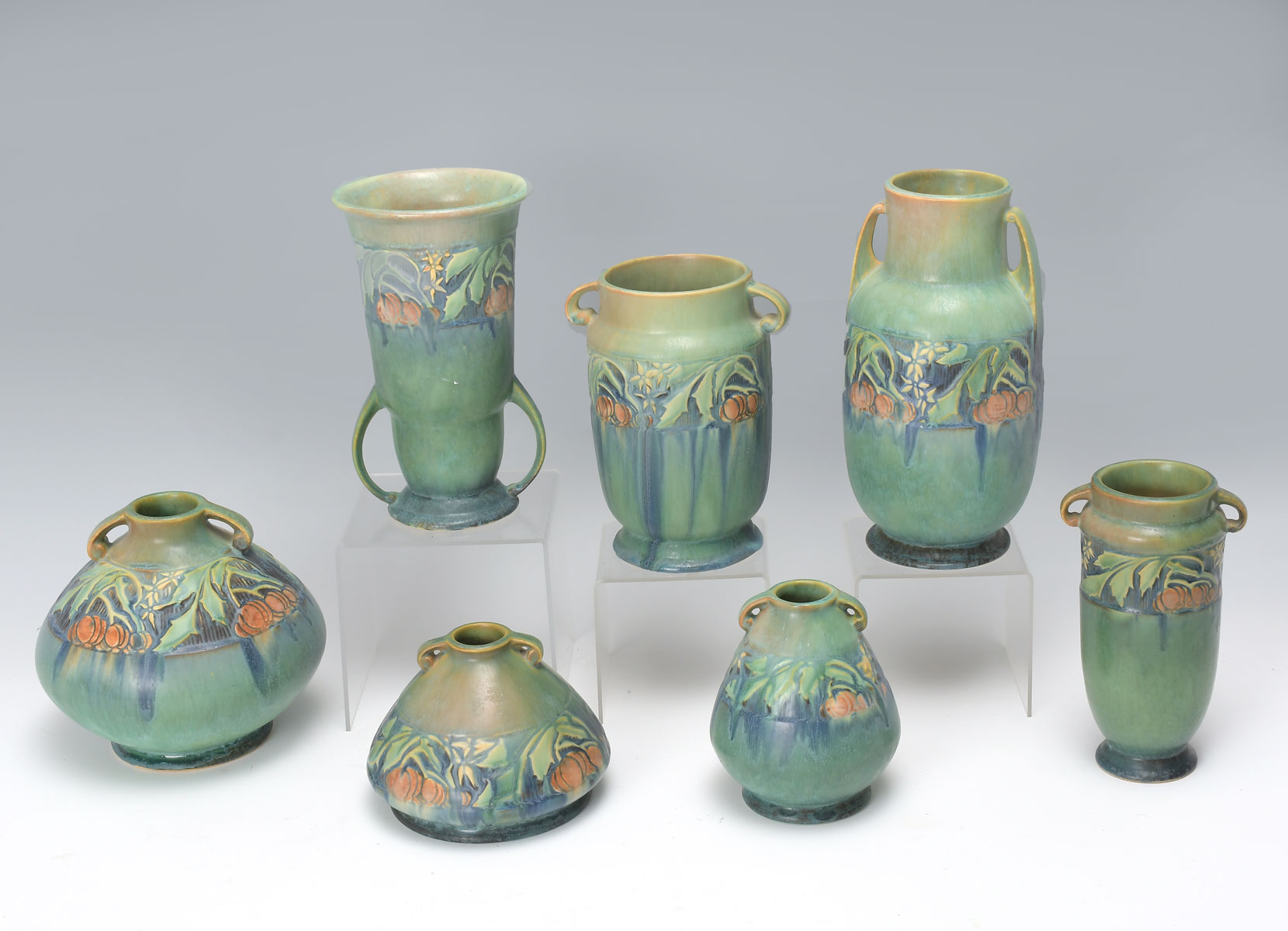 7 PC BANEDA ROSEVILLE POTTERY COLLECTION: