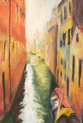 Gill Holloway born 1928 Venice monogrammed pastel  36c70a