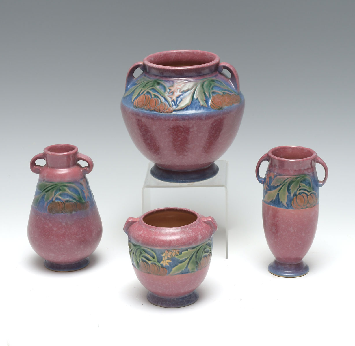 4 PC MAUVE BANEDA ROSEVILLE POTTERY: