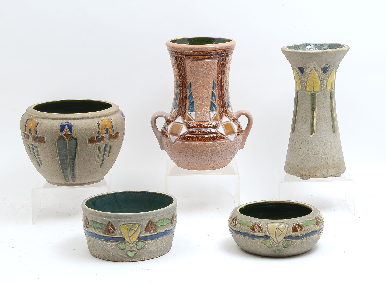 5 PC. ROSEVILLE POTTERY ''MOSTIQUE''