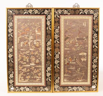 A pair of Chinese silk embroidered 36c72c