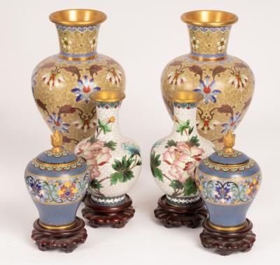 Three pairs of Chinese cloisonné