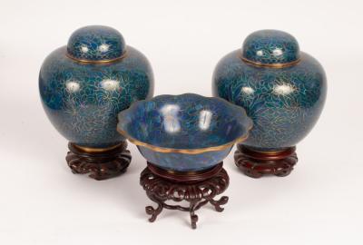 A pair of Chinese cloisonn ginger 36c736