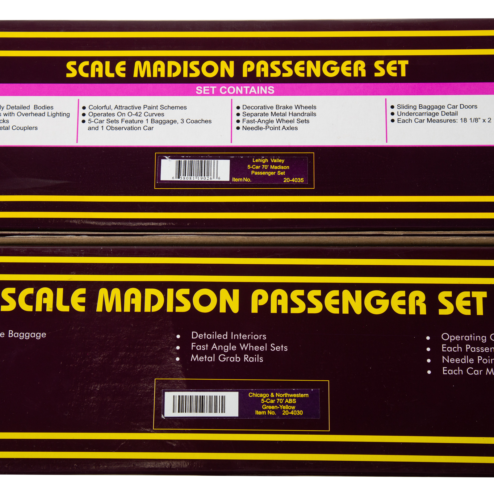 TWO M.T.H. SCALE MADISON PASSENGER