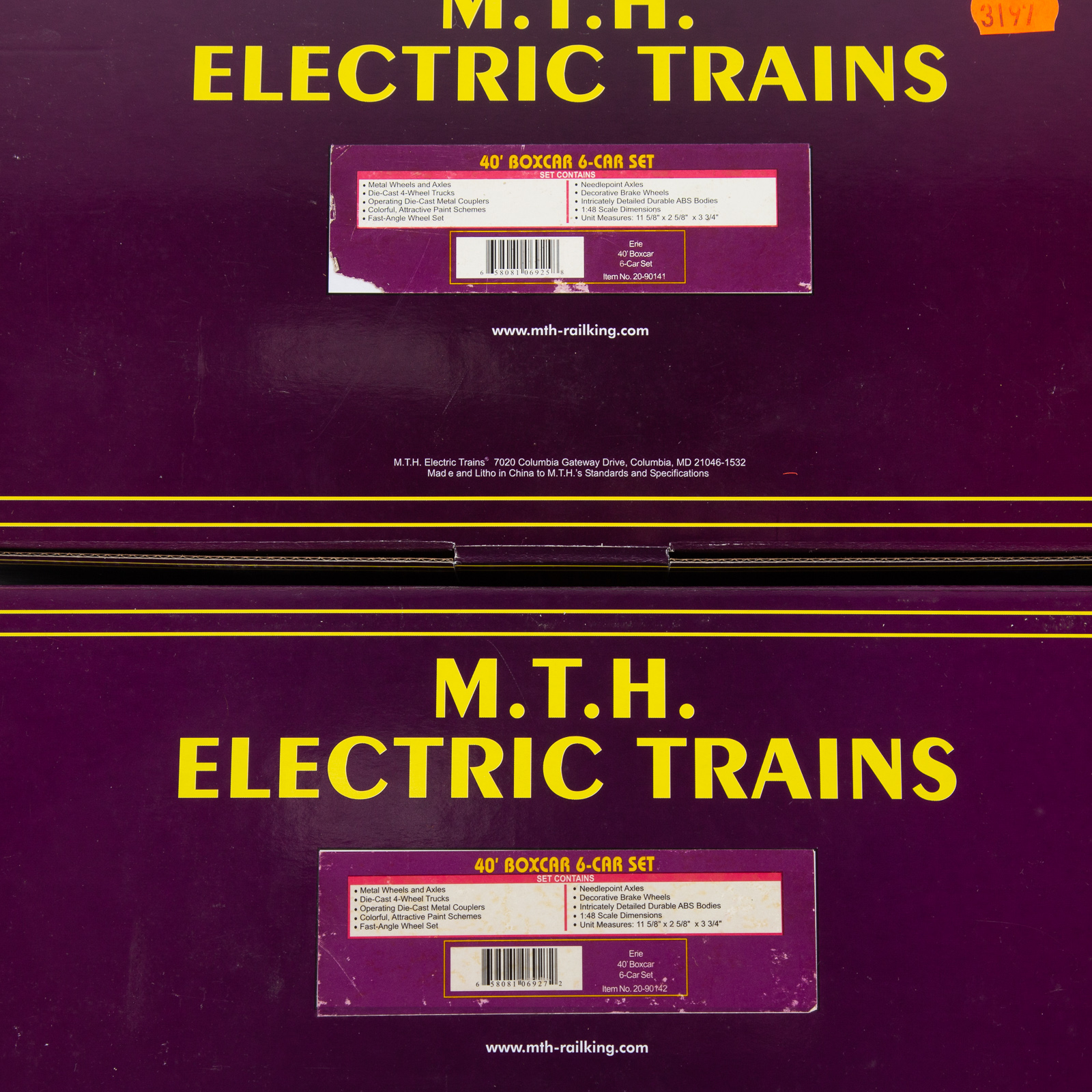 TWO M.T.H. SIX BOX CAR SET Including