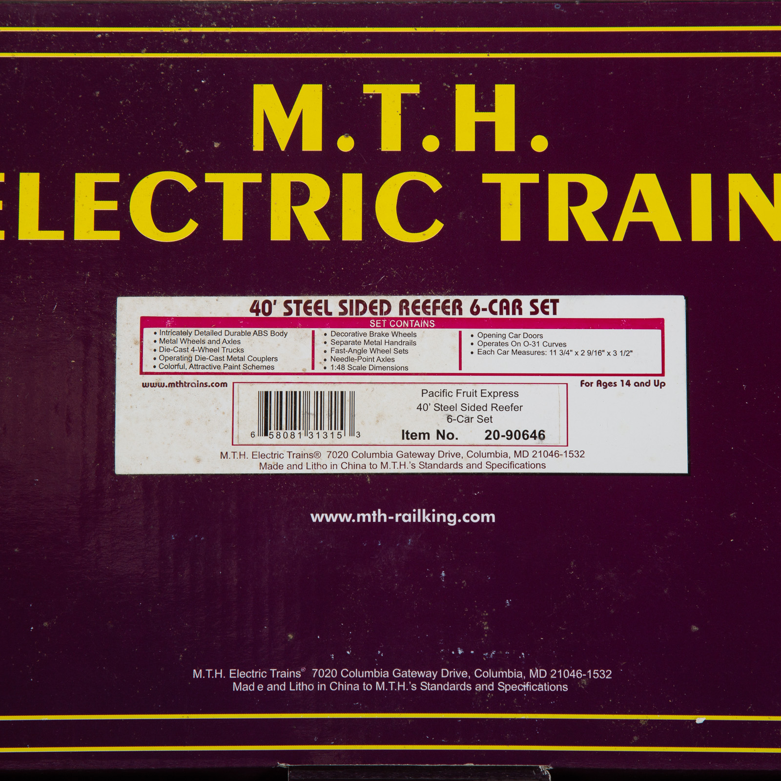 M.T.H. REEFER SIX CAR SET Pacific