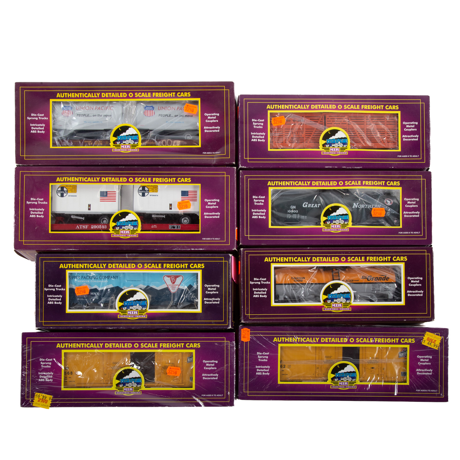 EIGHT M.T.H. FREIGHT CARS Including