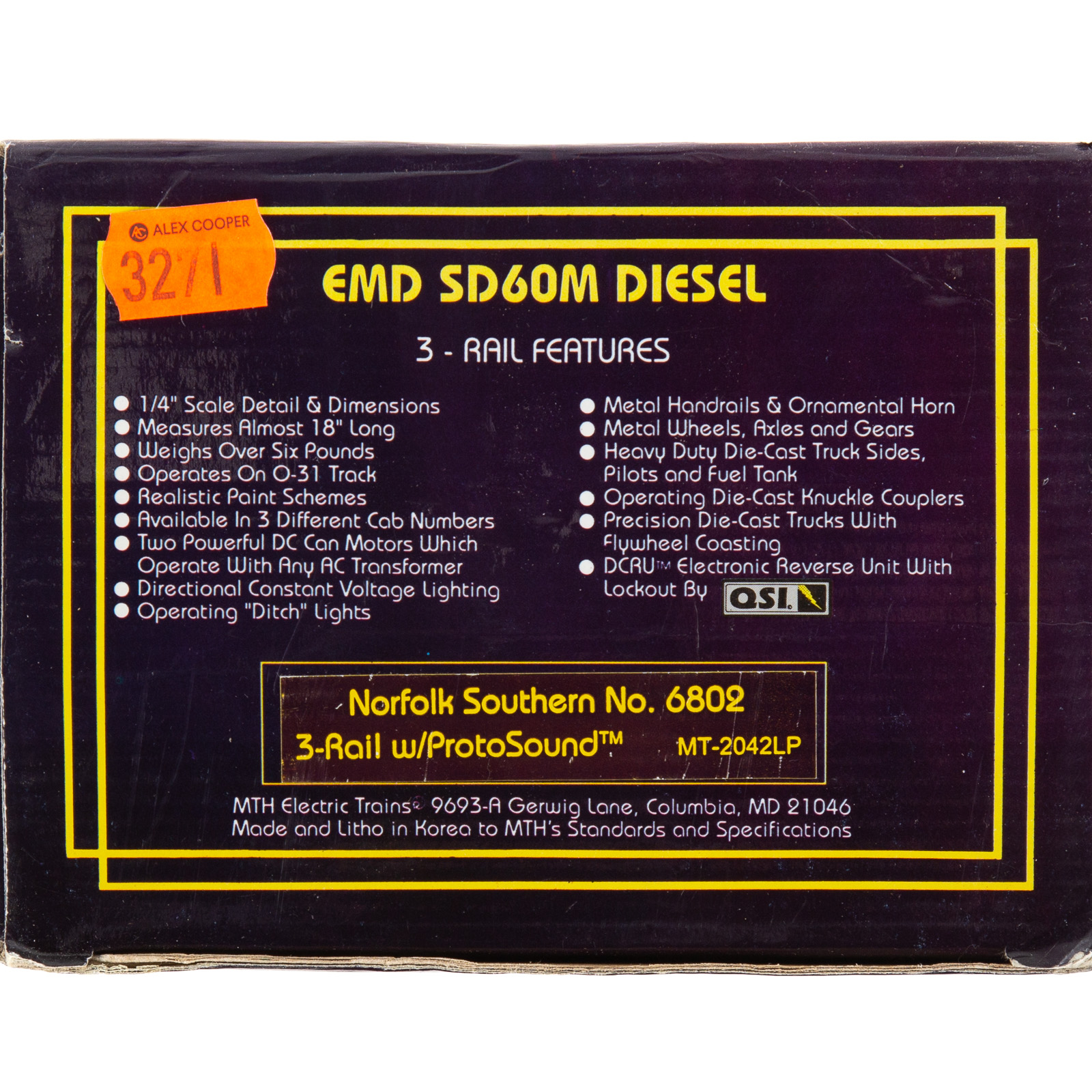 M T H EMD SD60M DIESEL ENGINE 36a0eb