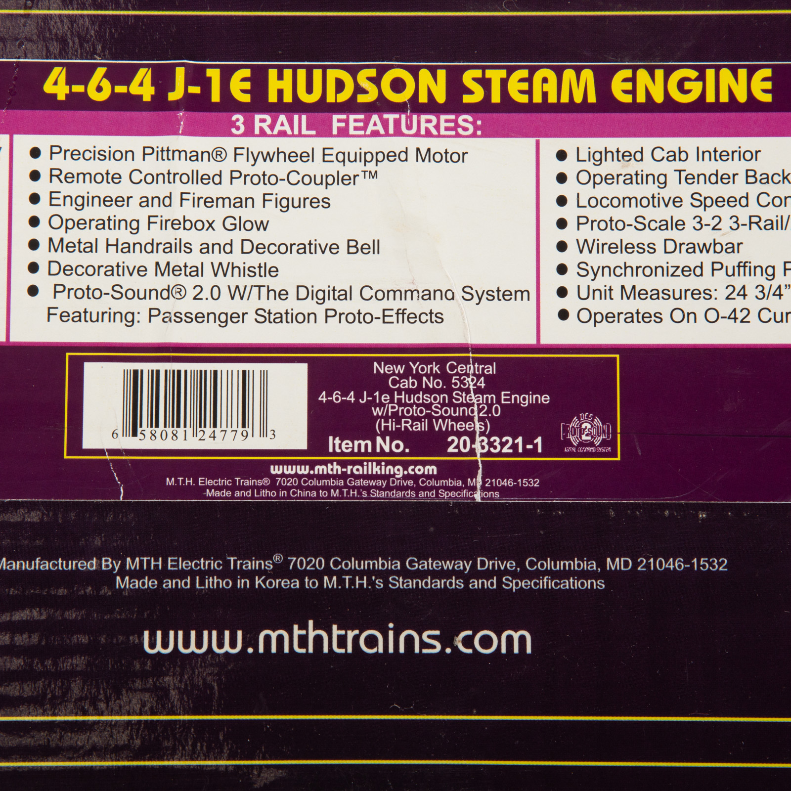 M.T.H. 4-6-4 J-1-E HUDSON STEAM