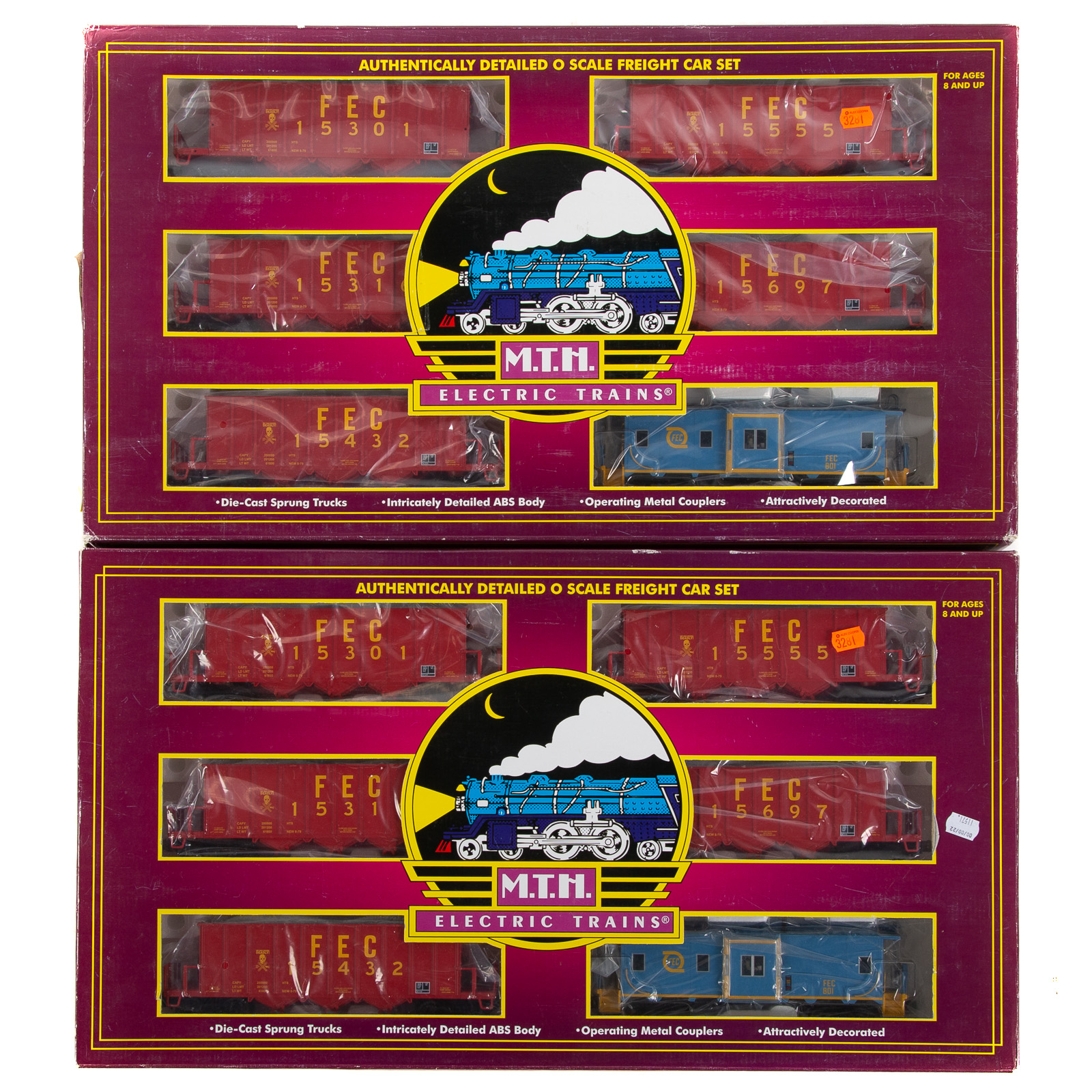 TWO M.T.H. SIX ORE CAR SETS Including