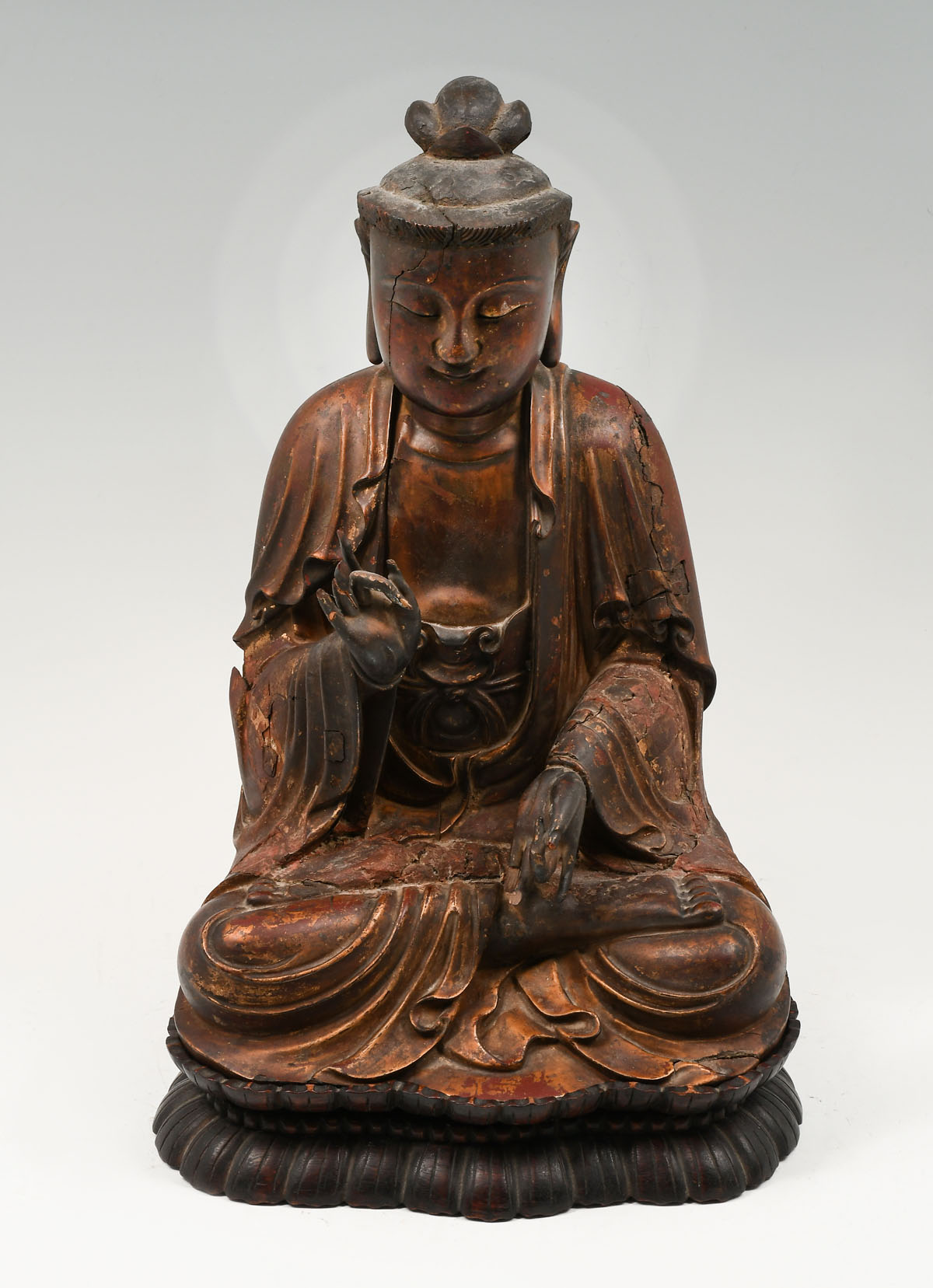 EARLY GILT CARVED SEATED TIBETAN 36a154