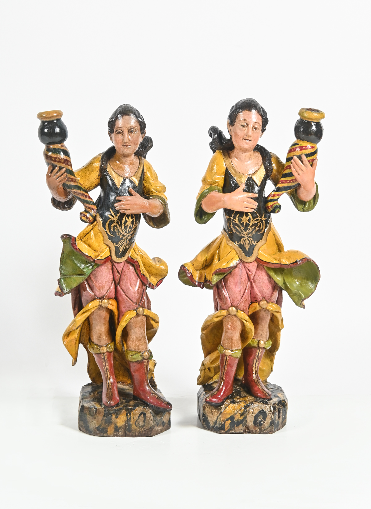 PAIR OF CARVED AND PAINTED FIGURAL