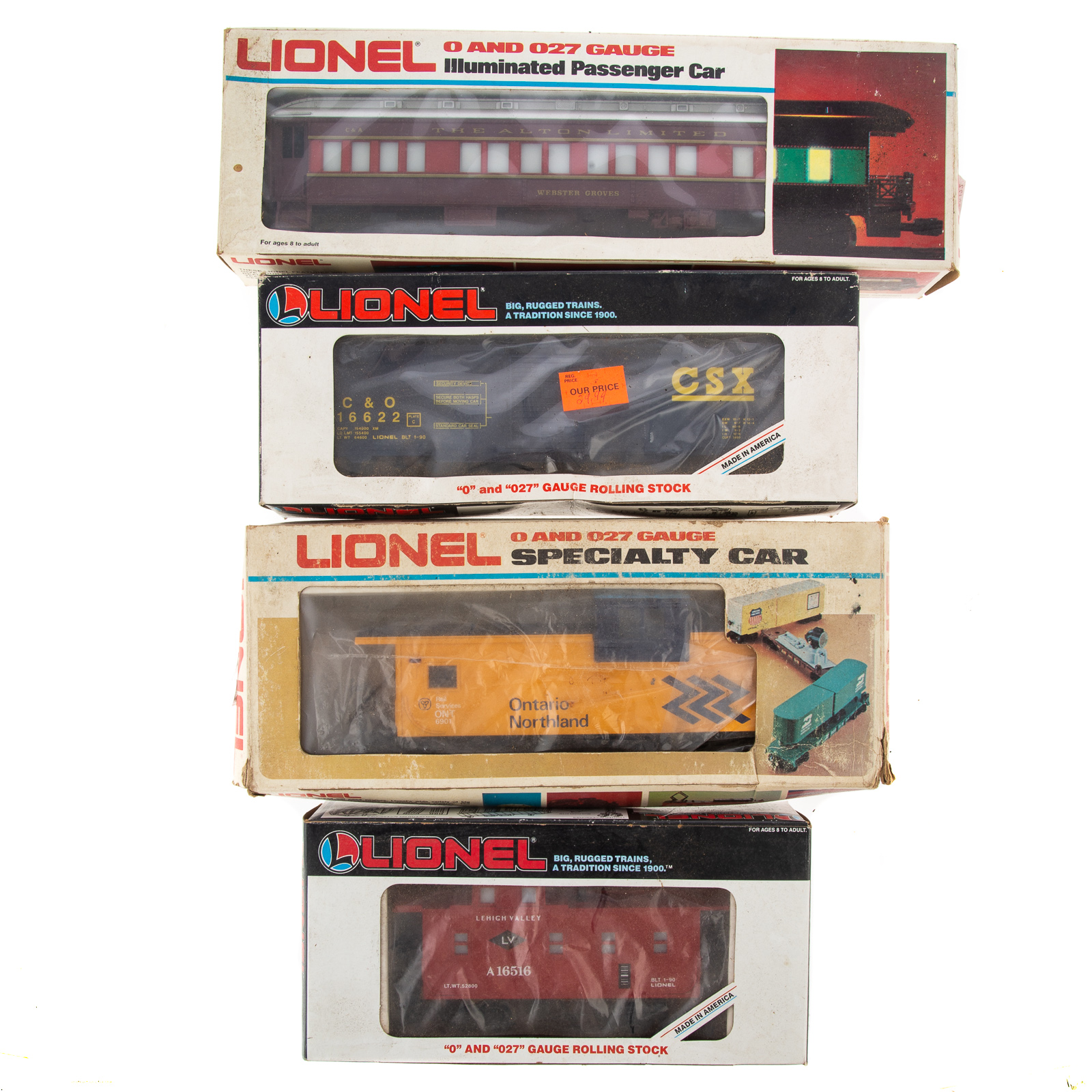 10 LIONEL ASSORTED TRAIN CARS Including 36a15a