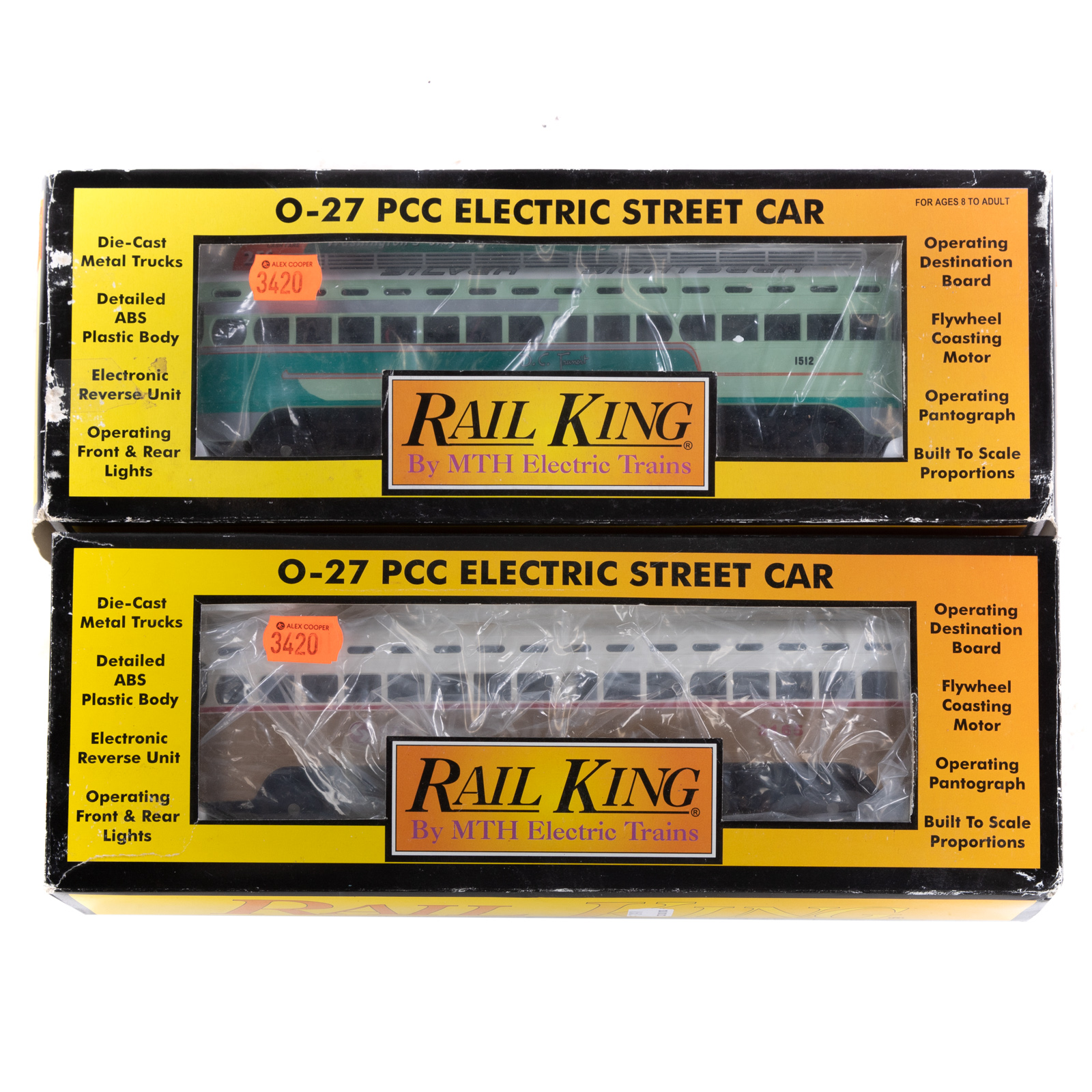 TWO RAIL KING ELECTRIC STREET CARS 36a181