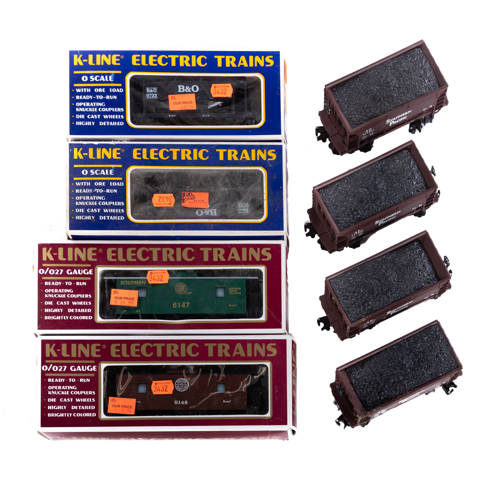 EIGHT K-LINE FREIGHT CARS Includes