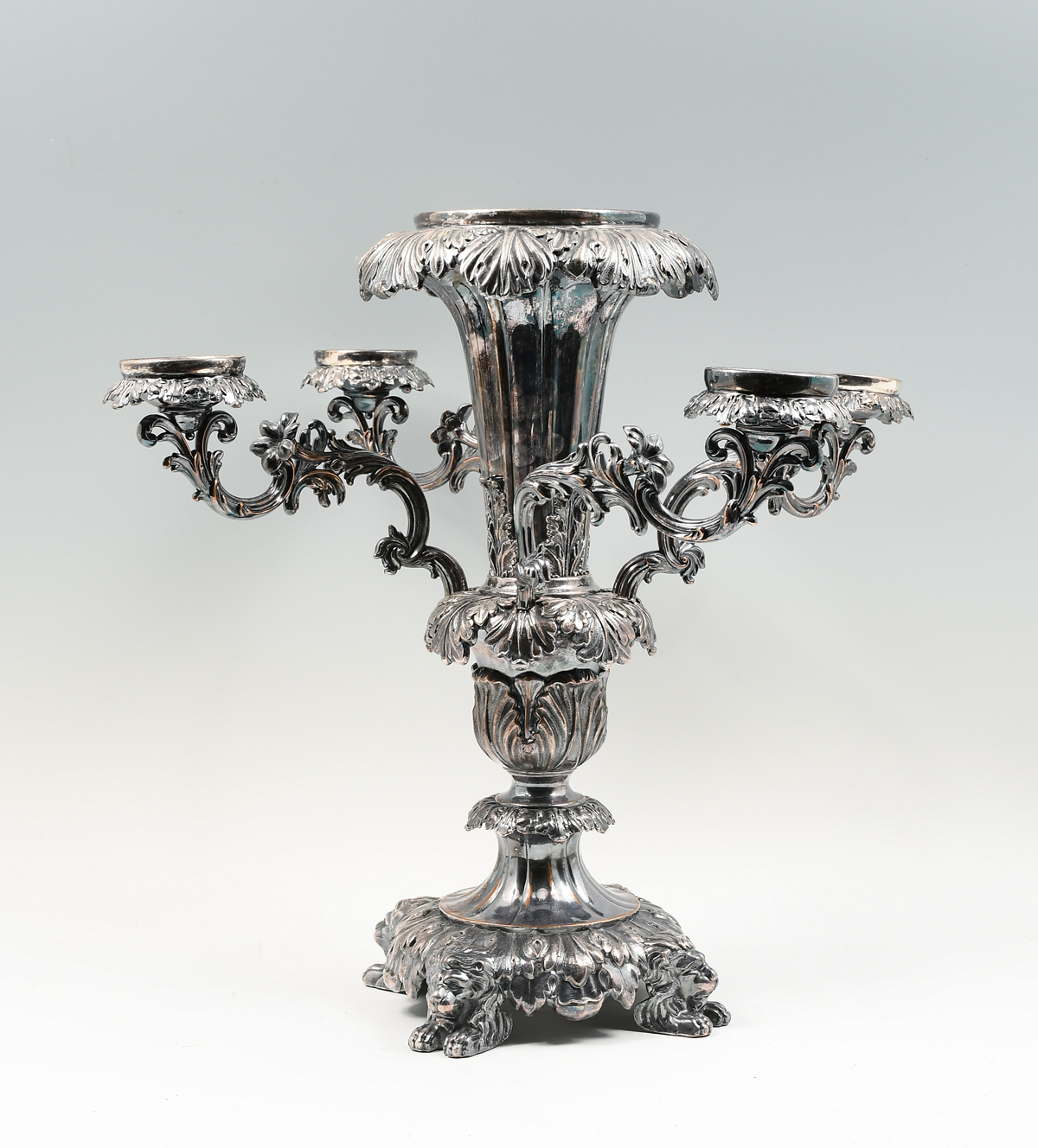HIGHLY ORNATE SILVERPLATED EPERGNE: