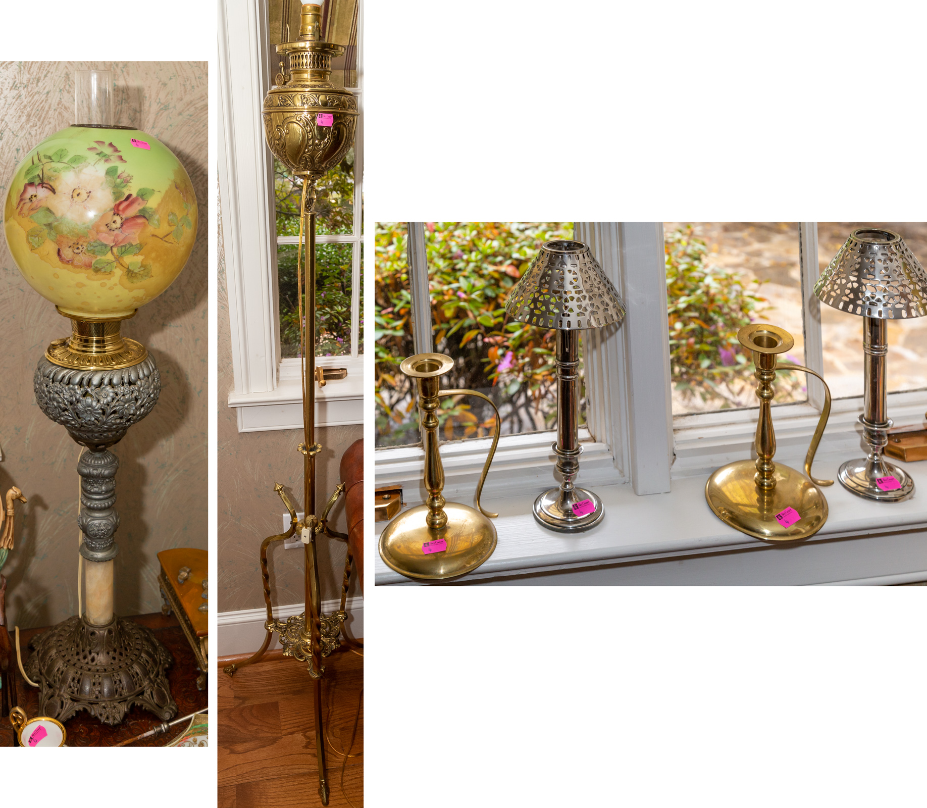 COLLECTION OF LAMPS & CANDLESTICKS