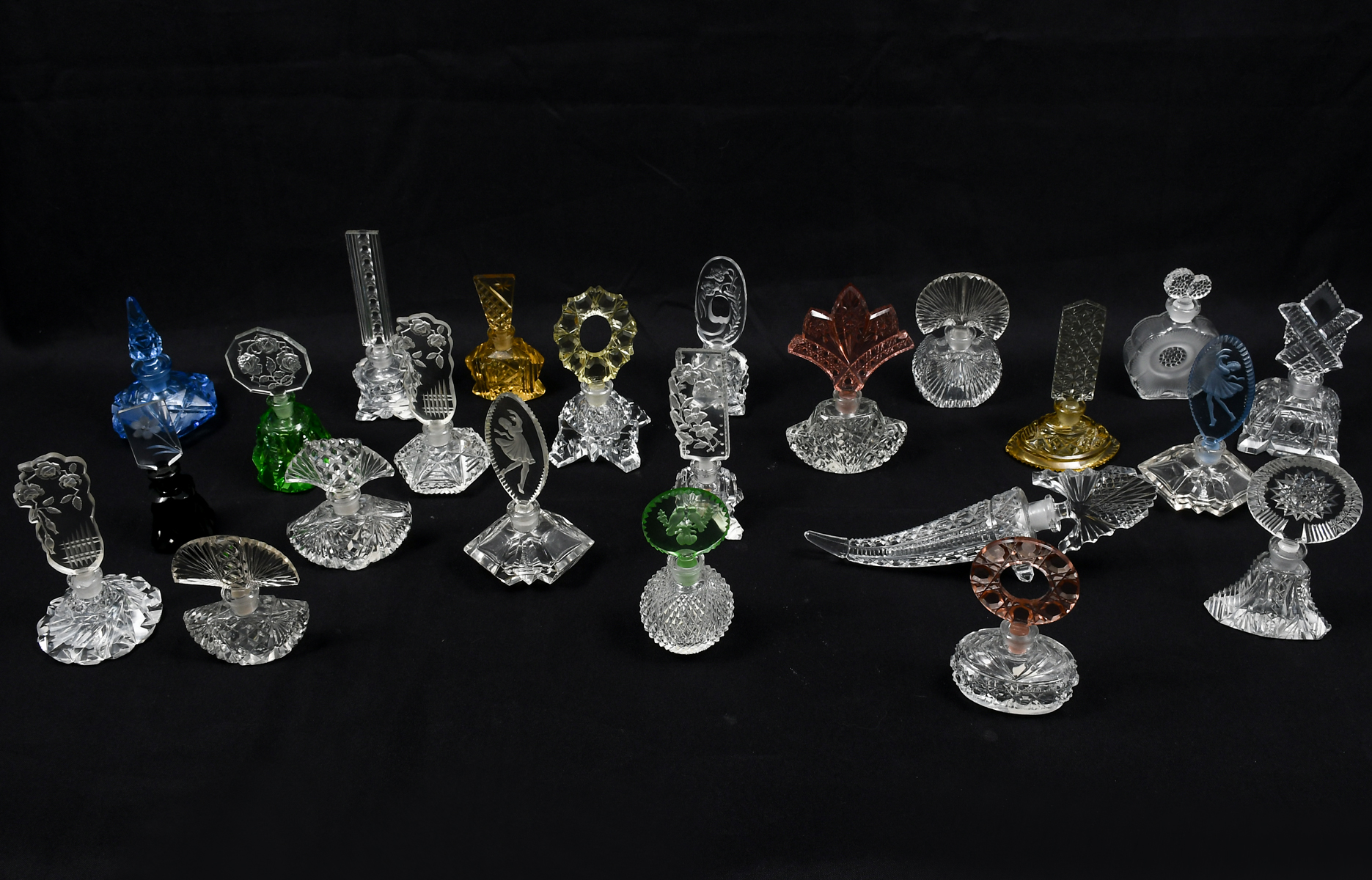 23 PC VINTAGE GLASS PERFUME BOTTLES  36a215